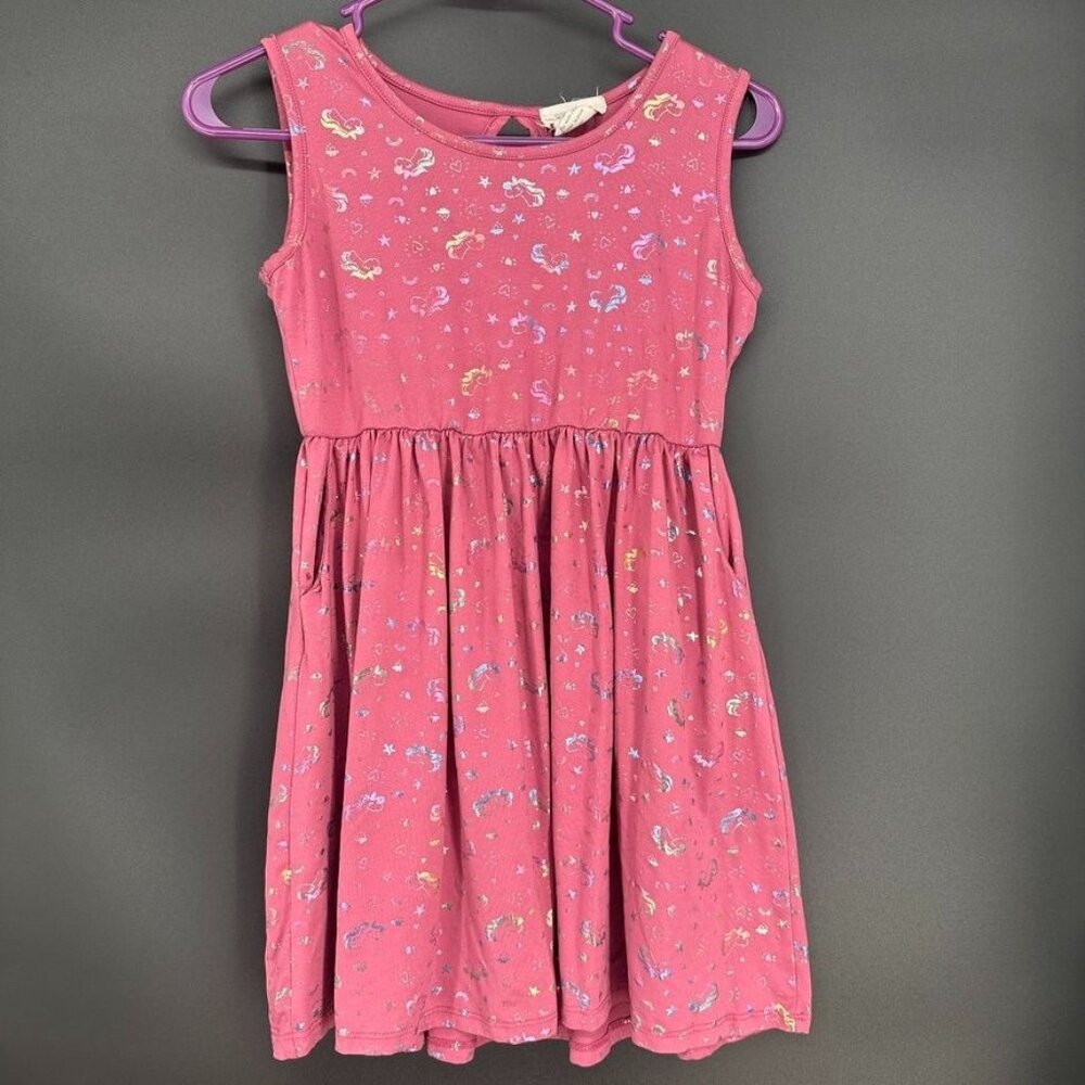 Soho Blue Pink Tank Unicorn Girls Dress Pockets Size 12 Great Condition
